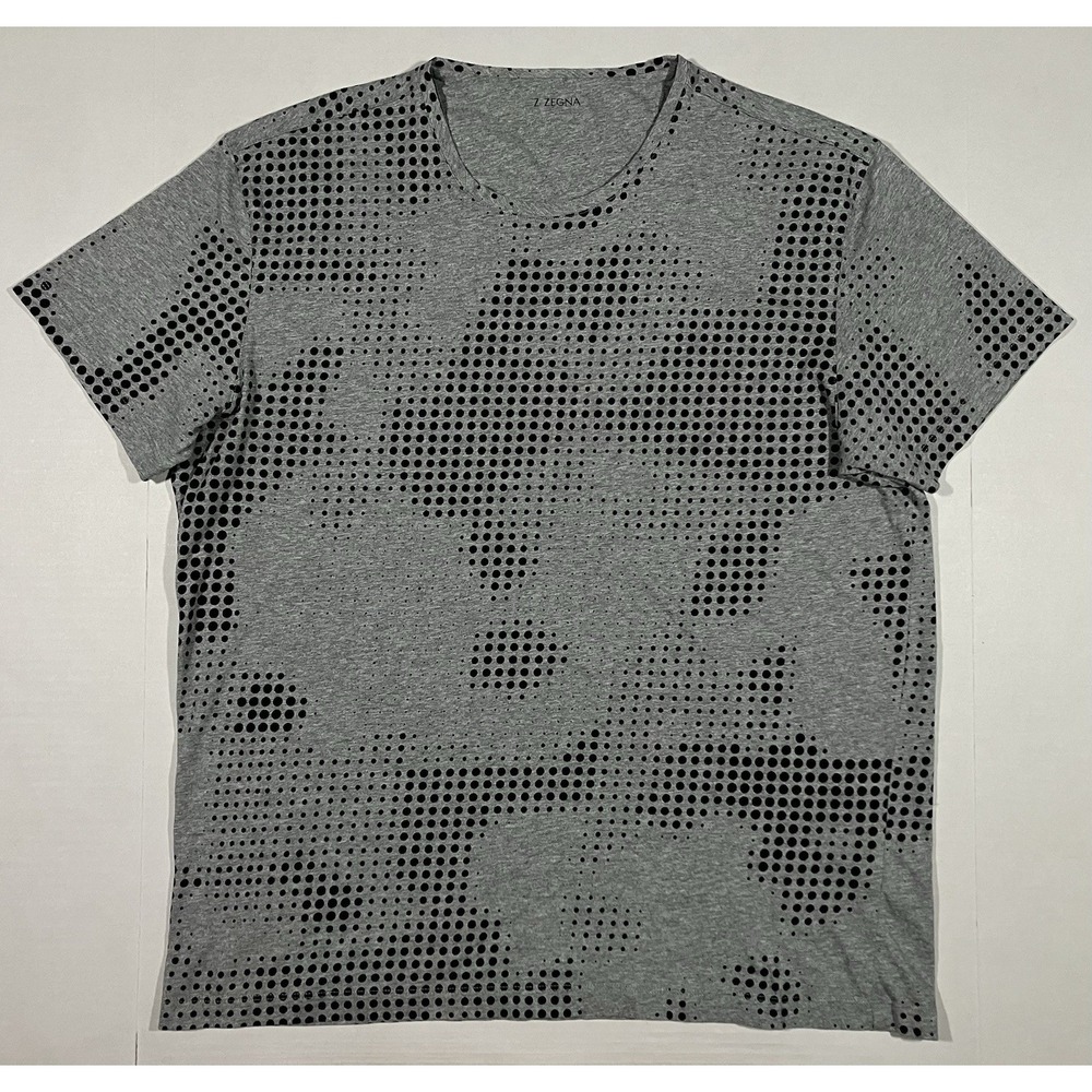 Z ZEGNA Geometric Print T Shirt Mens 2XL Gray Cotton Made in Portugal Fits L XL